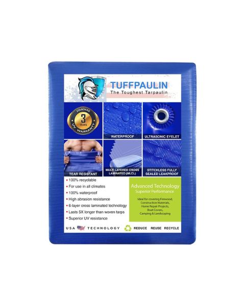 TUFFPAULIN 40FT X 40FT 150 GSM BLUE HAY COVERS HEAVY DUTY TARPAULIN- TIRPAL