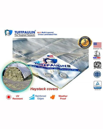 TUFFPAULIN 40FT X 40FT 150 GSM SILVER HAY COVERS HEAVY DUTY TARPAULIN-TIRPAL