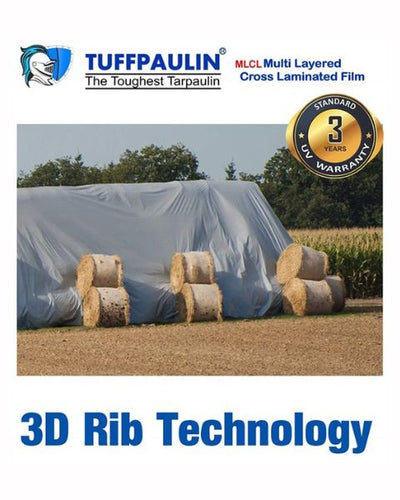 TUFFPAULIN 40FT X 40FT 150 GSM SILVER HAY COVERS HEAVY DUTY TARPAULIN-TIRPAL