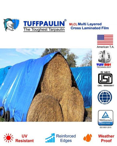 TUFFPAULIN 40FT X 40FT 200 GSM BLUE HAYCOVER SUPER HEAVY DUTY TARPAULIN- TIRPAL