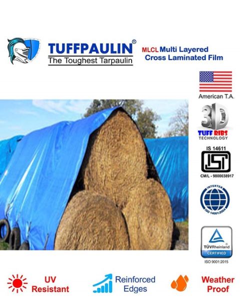 TUFFPAULIN 40FT X 40FT 200 GSM BLUE HAYCOVER SUPER HEAVY DUTY TARPAULIN- TIRPAL