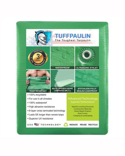 TUFFPAULIN 50FT X 50FT 200 GSM GREEN POND LINER TARPAULIN-TIRPAL