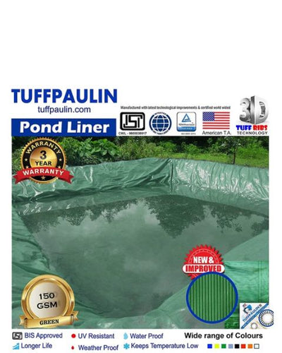 TUFFPAULIN 50FT X 50FT 200 GSM GREEN POND LINER TARPAULIN-TIRPAL