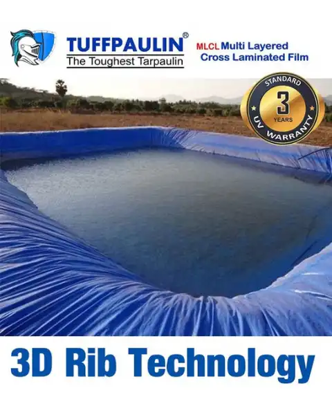 TUFFPAULIN 60FT X 60FT 200 GSM BLUE POND LINER TARPAULIN-TIRPAL