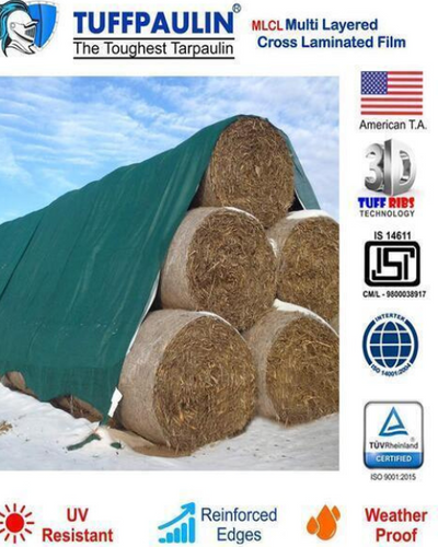 TUFFPAULIN 80FT X 80FT 250 GSM GREEN HAY COVERS HEAVY DUTY TARPAULIN-TIRPAL