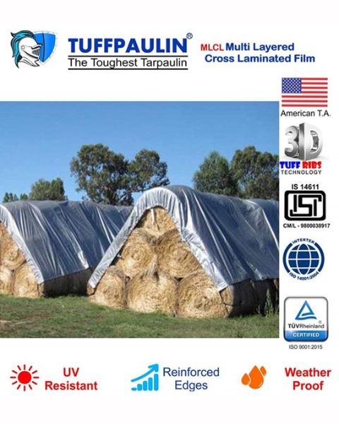 TUFFPAULIN HAY COVERS TARPAULIN- TIRPAL 200GSM (40FTX40FT, SILVER)