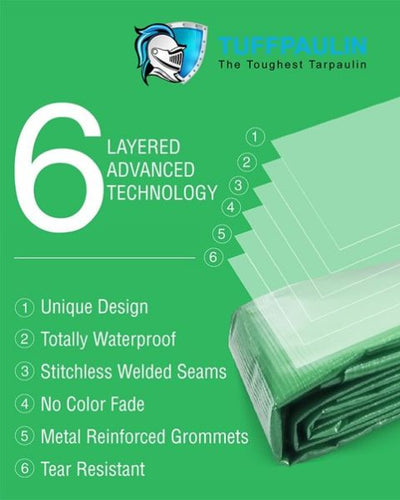 TUFFPAULIN HAYCOVER TARPAULIN- TIRPAL 200GSM (40FTX30FT, GREEN)