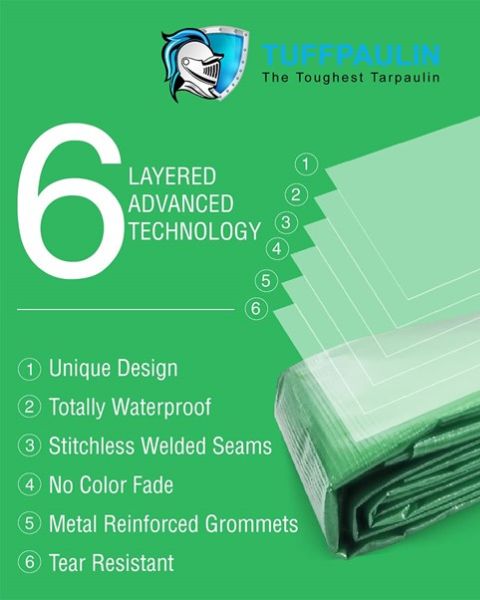 TUFFPAULIN HAYCOVER TARPAULIN- TIRPAL 200GSM (40FTX30FT, GREEN)