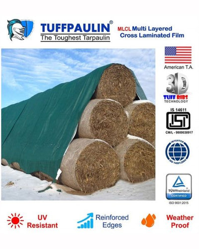 TUFFPAULIN HAYCOVER TARPAULIN- TIRPAL 200GSM (40FTX30FT, GREEN)