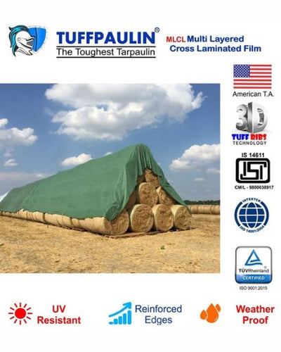 TUFFPAULIN HAYCOVER TARPAULIN- TIRPAL 200GSM (40FTX30FT, GREEN)