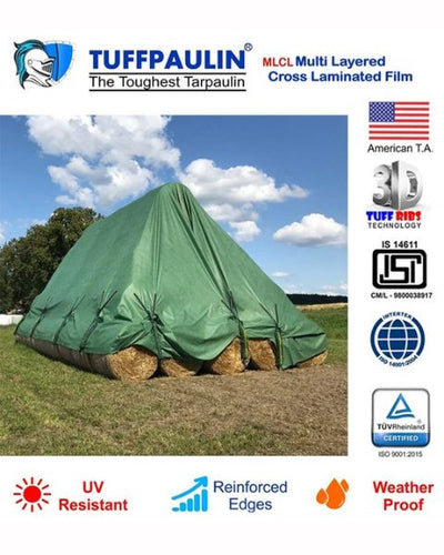 TUFFPAULIN HAYCOVER TARPAULIN- TIRPAL 200GSM (40FTX30FT, GREEN)