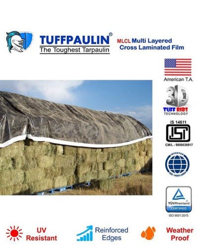 TUFFPAULIN 40FT X 30FT 200 GSM BLACK HAY COVERS SUPER HEAVY DUTY TARPAULIN-TIRPAL