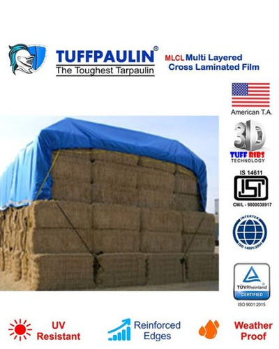 TUFFPAULIN 40FT X 40FT 150 GSM BLUE HAY COVERS HEAVY DUTY TARPAULIN- TIRPAL