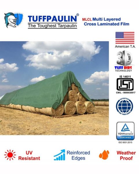 TUFFPAULIN 40FT X 30FT 150 GSM GREEN HAY COVERS HEAVY DUTY TARPAULIN-TIRPAL