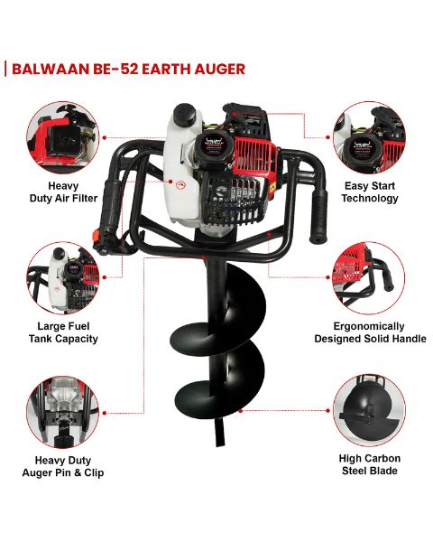 BALWAAN BE-52 EARTH AUGER WITH 8" AND 12" BIT FREE