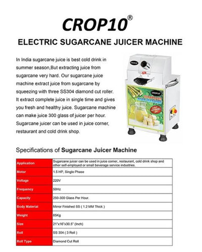 CROP 10 ELECTRIC SUGARCANE JUICE MACHINE