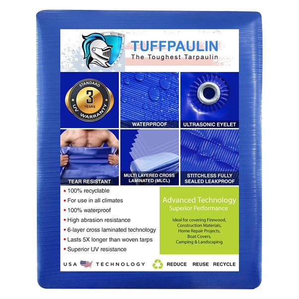 TUFFPAULIN 40FT X 60FT 200 GSM BLUE POND LINER TARPAULIN-TIRPAL