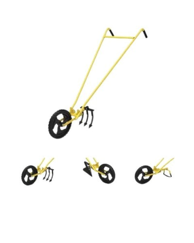 HECTARE WHEEL HOE WITH 7" WEEDER + 3 TOOTH CULTIVATOR + FURROW ATTACHMENT